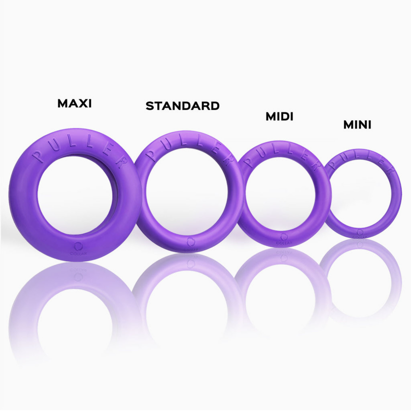 Four purple puller fitness toys.