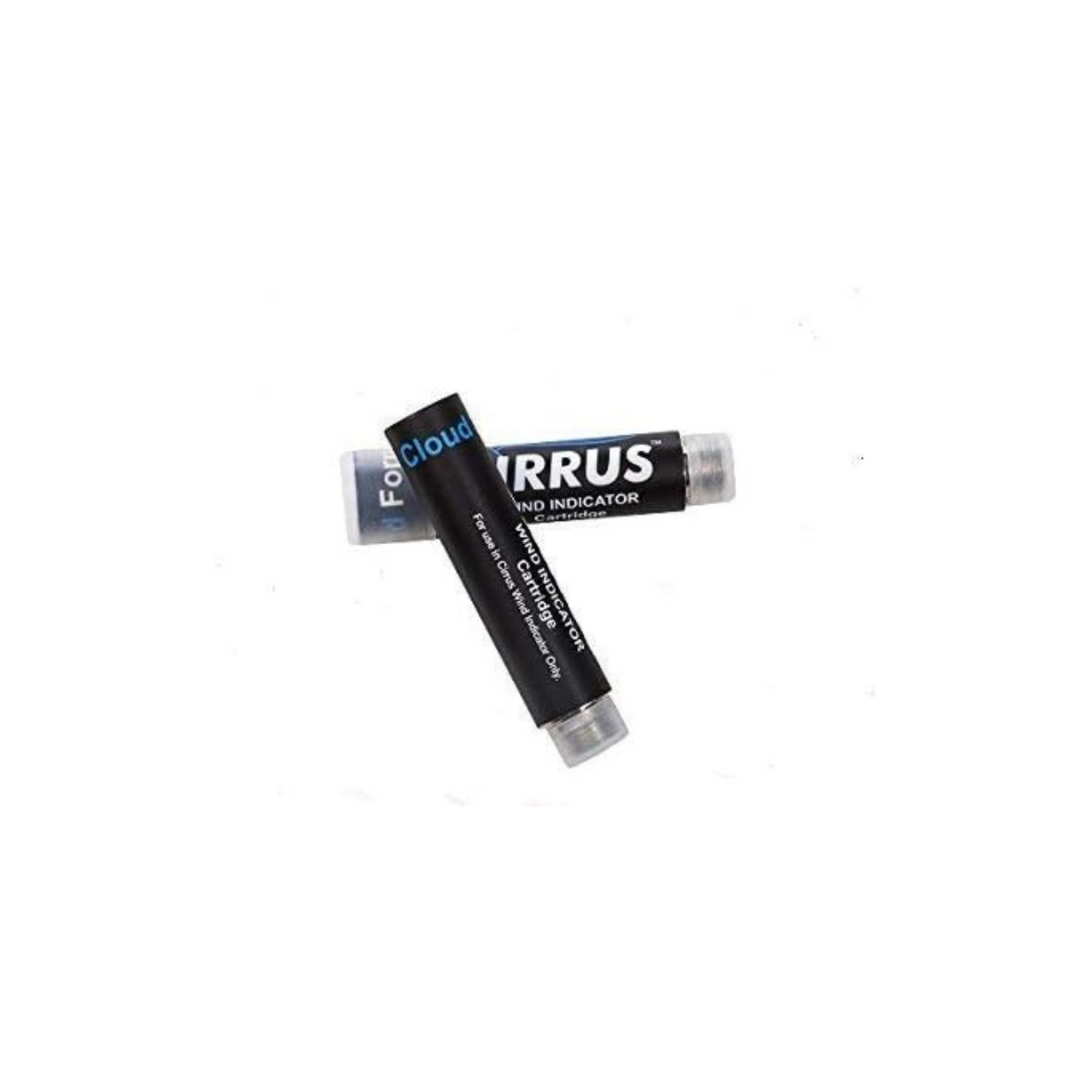 Two black cartridges of Cirrus Wind Indicator refills, designed for scentwork training, with visible branding and text.