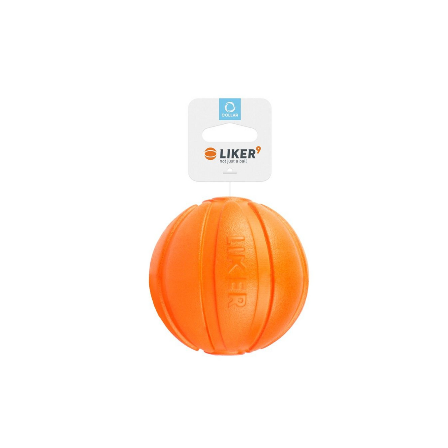 Large orange LIKER Ball Dog Toy, designed for fetch and retrieval play.