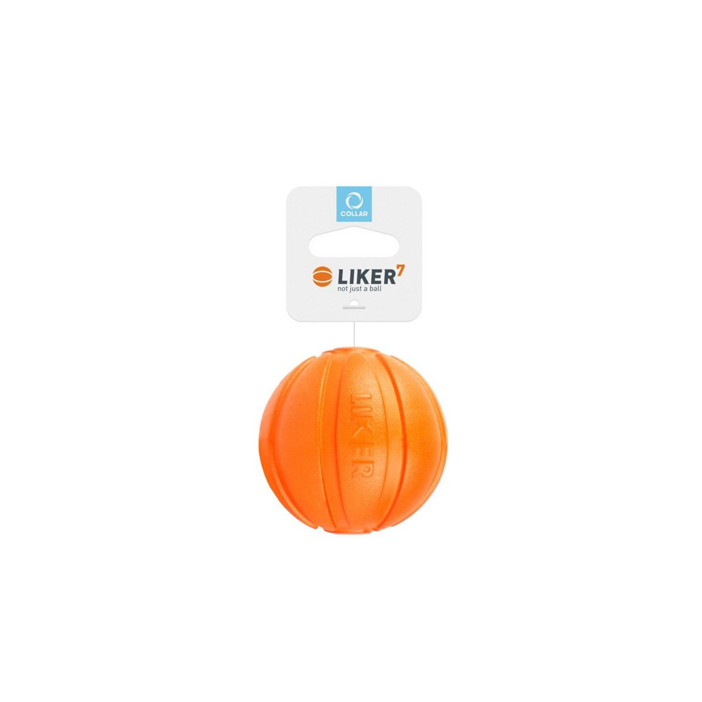 Medium orange LIKER Ball Dog Toy, designed for fetch and retrieval play.