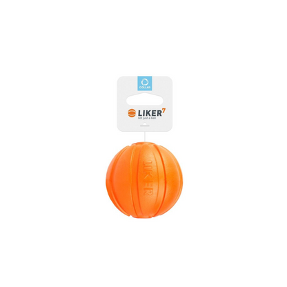 Medium orange LIKER Ball Dog Toy, designed for fetch and retrieval play.